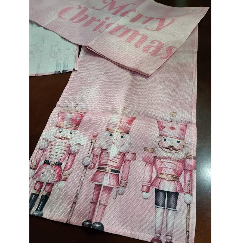 Nutcracker Table Runner Pink Christmas Decor Holiday Decoration Decorative Cloth
